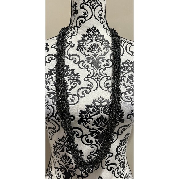 Y2K Gun Metal Multi Strand Statement Chain Belt/Necklace Whimsigoth Gothic Punk - Picture 4 of 5
